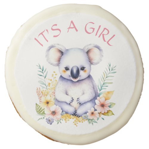 Koala Bear Themed Baby Shower Its a Girl Sugar Cookie