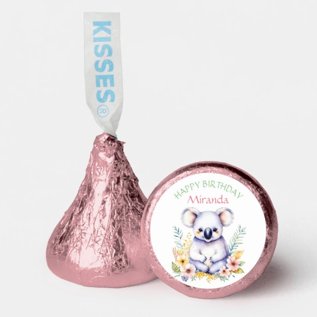 Koala Bear Themed Girl's Happy Birthday Hershey®'s Kisses® (Front)