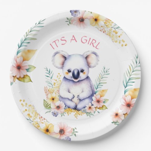 Koala Bear Themed Its a Girl Baby Shower Paper Plates