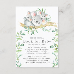 Koala Bear Twins Baby Shower Book for Baby Card
