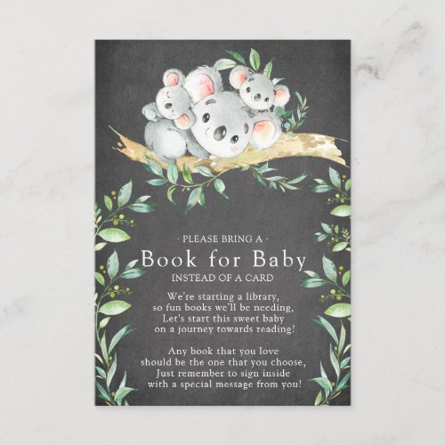 Koala Bear Twins Baby Shower Book for Baby Card