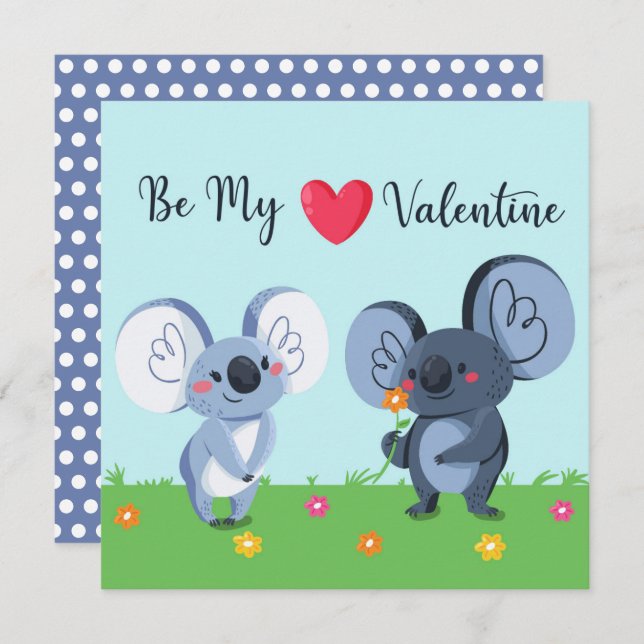 Koala Bear Valentine’s Card (Front/Back)
