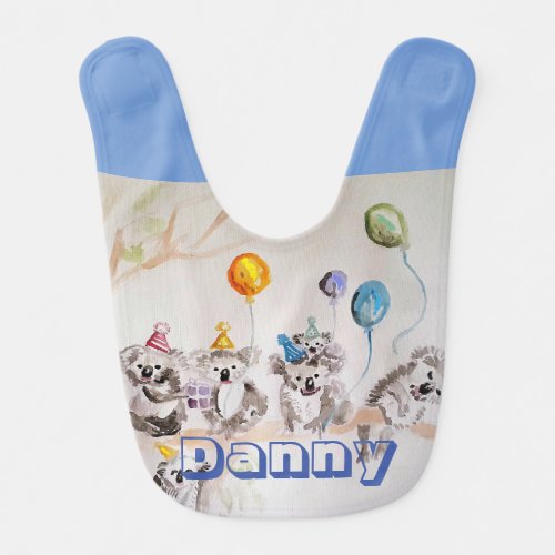 Koala Bear Watercolour Cute animal Baby Boy Bib