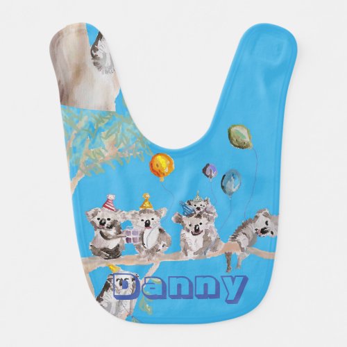 Koala Bear Watercolour Cute animal Baby Boy Bib