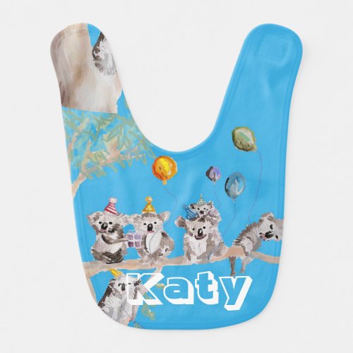 Koala Bear Watercolour Cute animal Baby Girl Bib