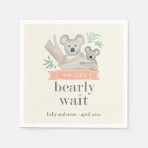 Koala Bear We Can Bearly Wait Baby Shower Napkins