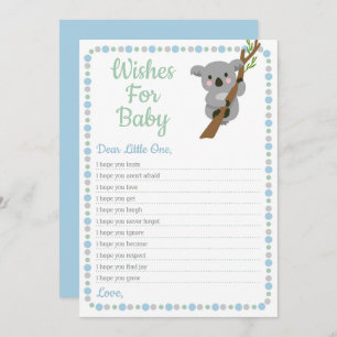 Koala Bear Wishes For Baby Shower Game Blue Boy Invitation