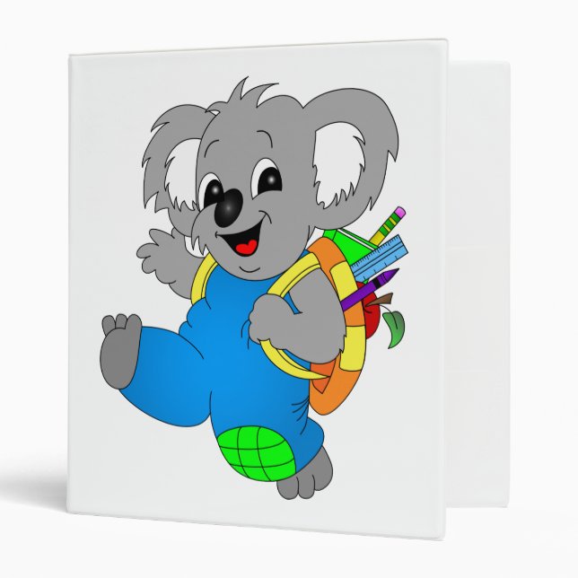 Koala Bear with backpack 3 Ring Binder (Front/Inside)