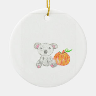 Koala Bear with Pumpkin  Ceramic Ornament