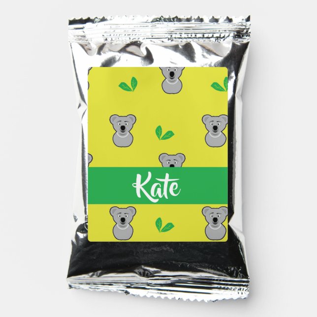 Koala bear yellow pattern coffee drink mix (Front)
