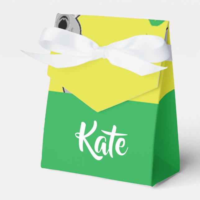 Koala bear yellow pattern favor boxes (Front Side)