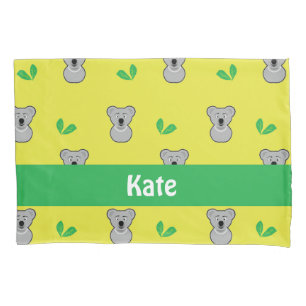 Koala bear yellow pattern pillow case