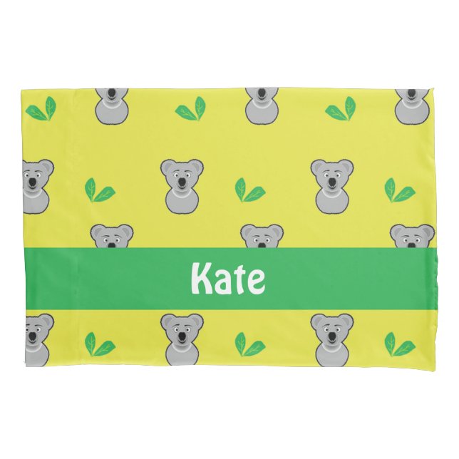 Koala bear yellow pattern pillow case (Front)