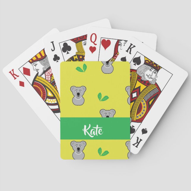 Koala bear yellow pattern poker cards (Back)