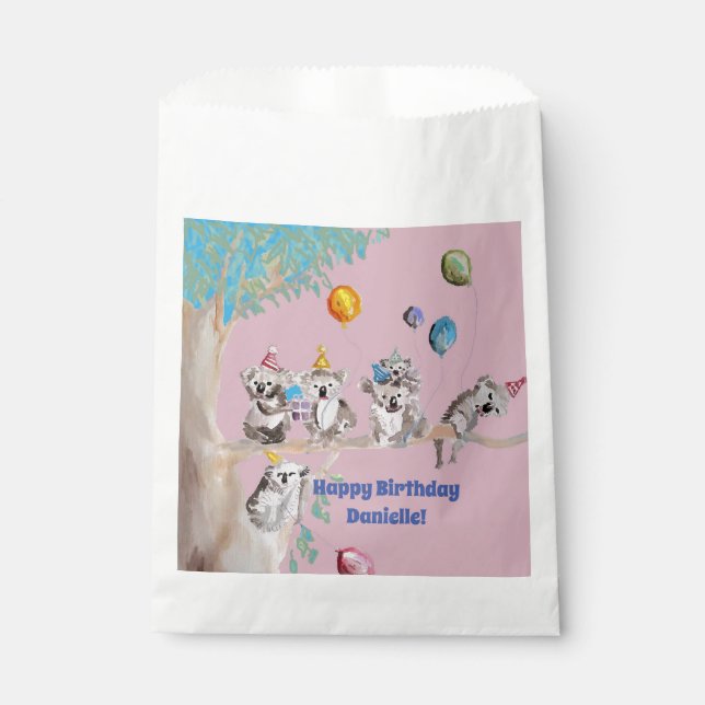 Koala Bears Birthday Party Animal Girls Pink Favor Bag (Front)