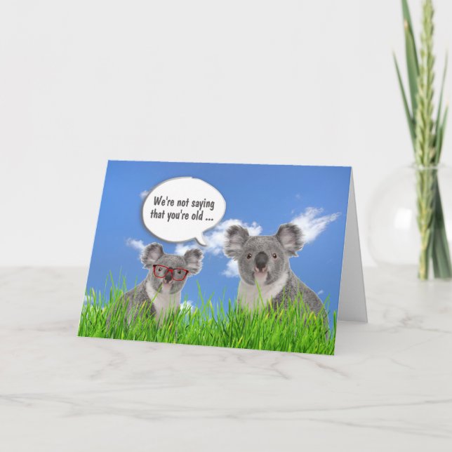 Koala Bears in Grass Humorous Birthday Card (Front)