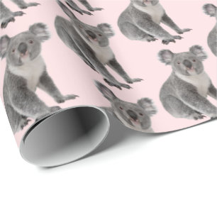 Koala Bears on Pink Blush Wrapping Paper