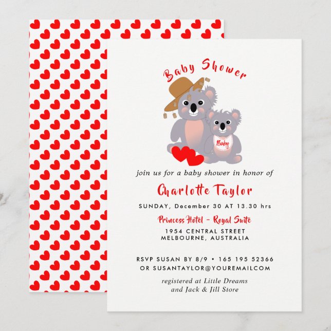 Koala Bears Super Cute Baby Shower Invite (Front/Back)