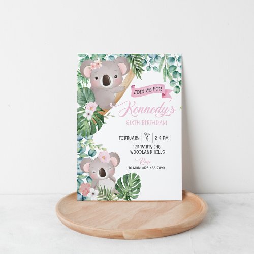 Koala Birthday Any Age Lets Hang Party Animal Invitation