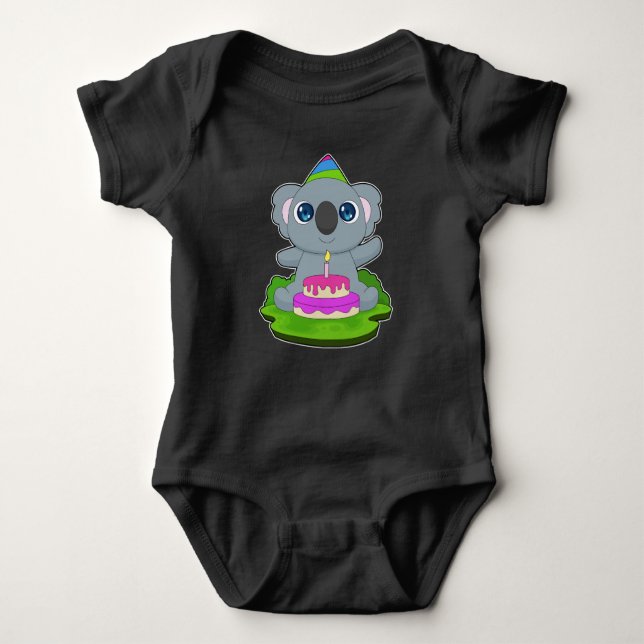 Koala Birthday Cake Baby Bodysuit (Front)