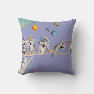 Koala Birthday Cute Koalas Childs Purple Cushion