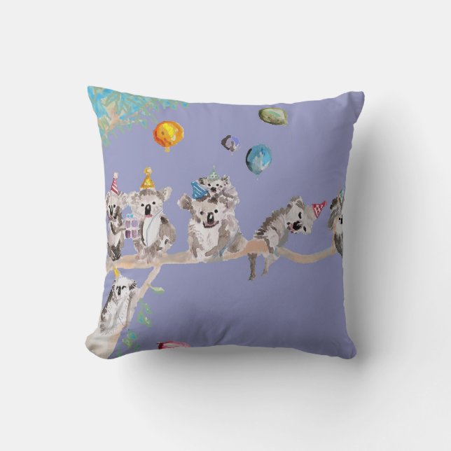 Koala Birthday Cute Koalas Childs Purple Cushion (Front)