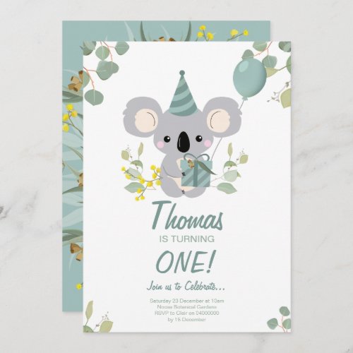 Koala Birthday Invitation