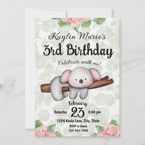 Koala Birthday Invitation