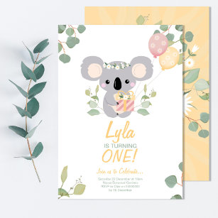 Invitations anniversaire originales thème Koala - Print Your Love