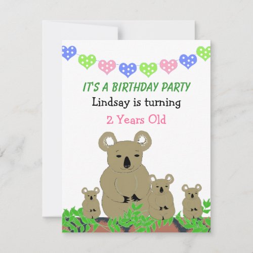Koala Birthday Invitation