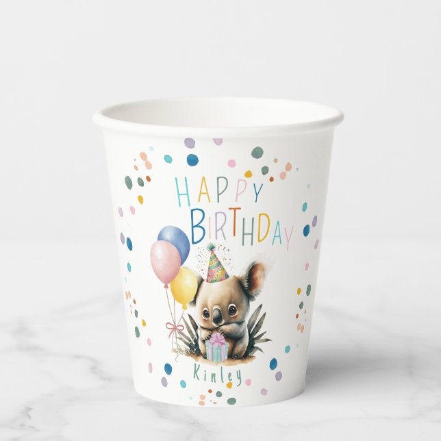 Koala Birthday Paper Cups (Front)