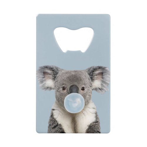 Koala Blowing a Blue Bubble gum  Credit Card Bottle Opener