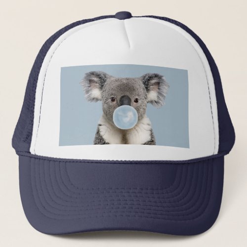 Koala Blowing a Blue Bubble gum  Trucker Hat