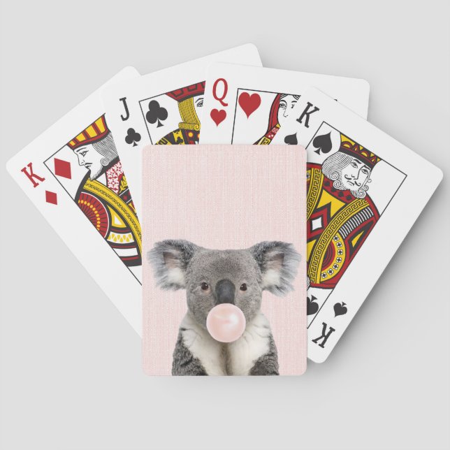 Koala Blowing a Pink Bubble gum  Poker Cards (Back)