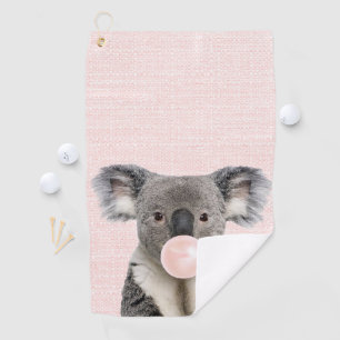 Koala Blowing Pink Bubble gum   Golf Towel