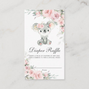 Koala Blush Floral Greenery Baby Diaper Raffle  Enclosure Card