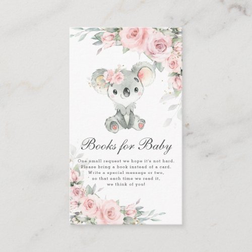 Koala Blush Floral Greenery Books for Baby Enclosure Card