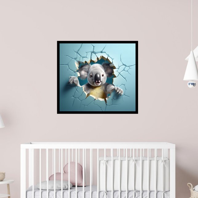 Koala Breaking Out Print Poster Artwork Mural (koala poster, baby nursery
)