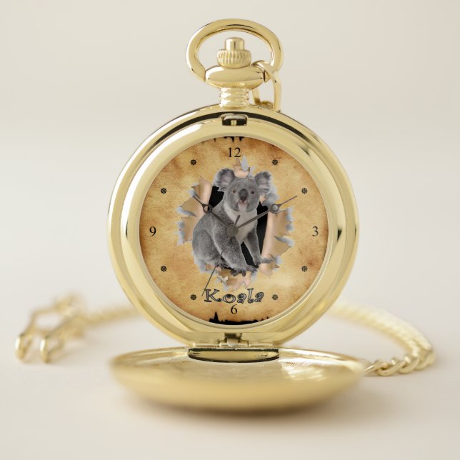 Koala Breaks Through Paper Bag Clock!  ~ Pocket Watch (Inside)