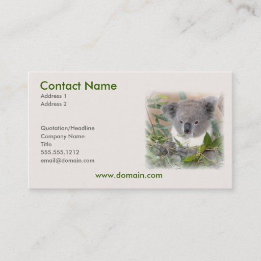 Customizable Koala Business Card