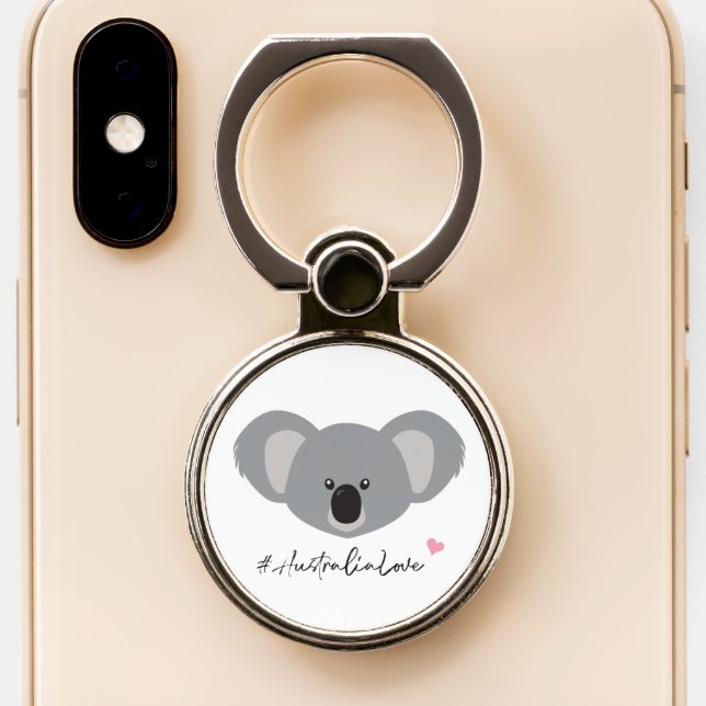 "Koala Care" #AustraliaLove Charity Phone Ring Gri (Close Up)
