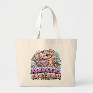 Koala Chills Cocoa Thrills Winter Koala Large Tote Bag