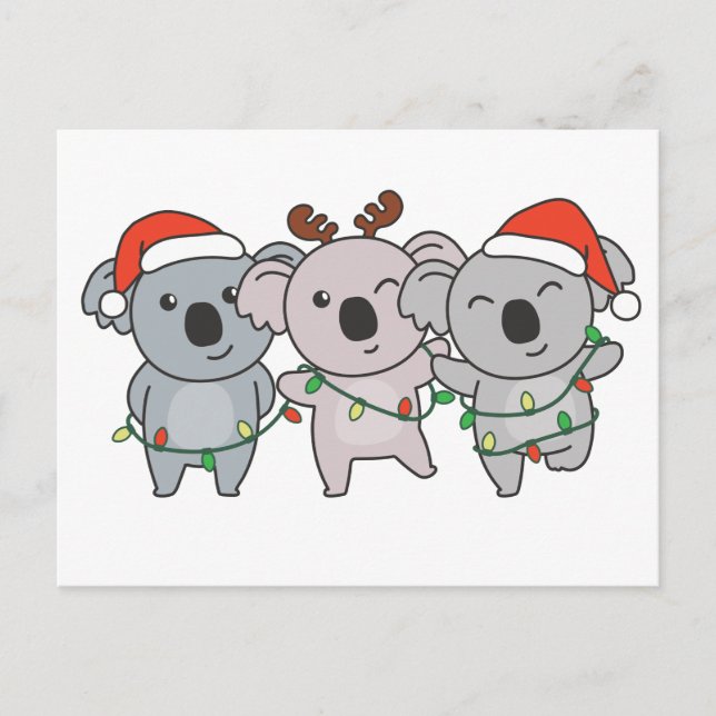 Koala Christmas Animals Cute Koalas Holiday Postcard (Front)
