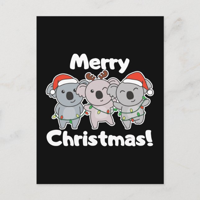 Koala Christmas Animals Koalas Merry Christmas Holiday Postcard (Front)