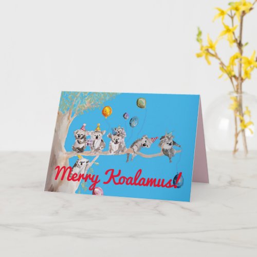 Koala Christmas Card Merry Koalamus Childs Card