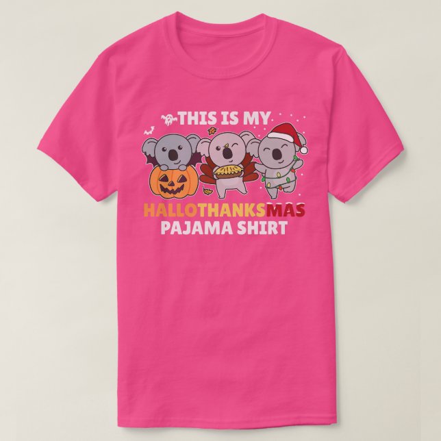 Koala Christmas Halloween Costume Hallothanksmas P T-Shirt (Design Front)
