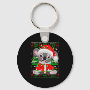 Koala Christmas Lights Santa Costume Ugly Xmas Swe Keychain