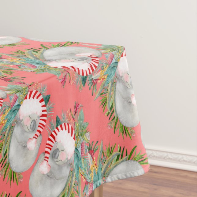 Koala Christmas Pink Tablecloth (In Situ)