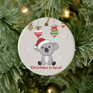 Koala Christmas Snow Winter Animals Koalas Ceramic Ceramic Ornament