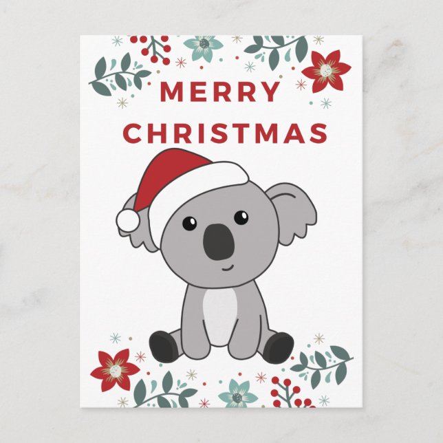 Koala Christmas Snow Winter Animals Koalas Holiday Postcard (Front)
